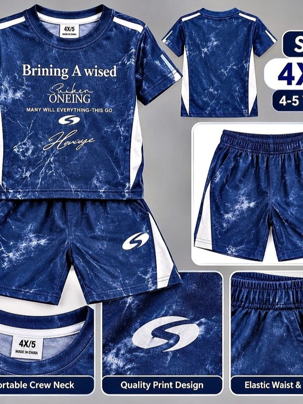 Boys Tie-Dye Matching Set Blue & White Size 4T/5